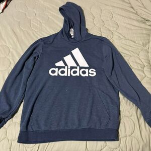 Adidas Men's Logo Blue Hoodie